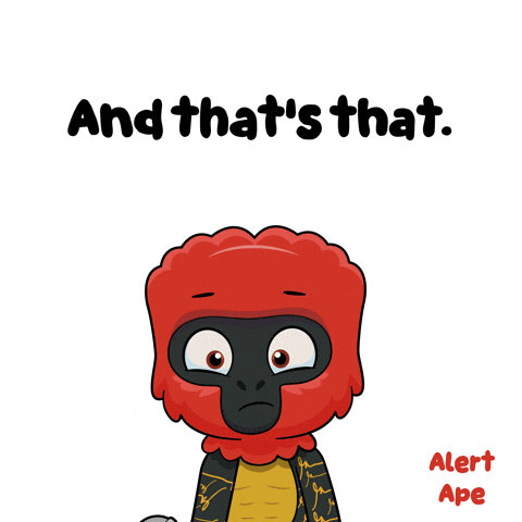 A Cartoon Character Holding A Microphone With The Words And That 'S That Alert Ape GIF