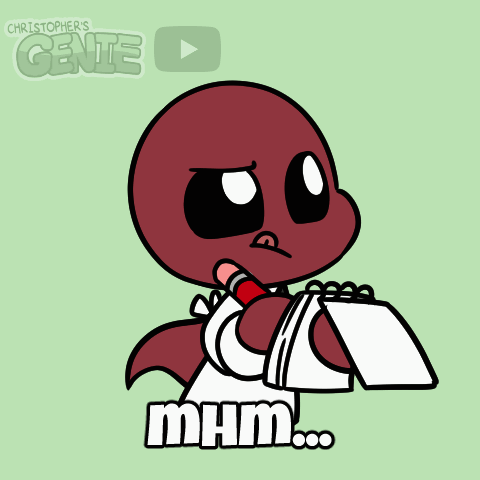 A Cartoon Character Holding A Piece Of Paper That Says Mhm On It GIF