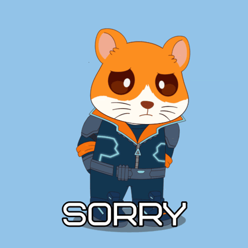 A Cartoon Character Holding A Sign That Says Sorry GIF