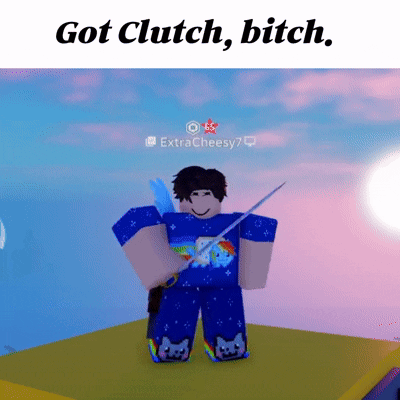 A Cartoon Character Holding A Sword With The Words Got Clutch Bitch GIF
