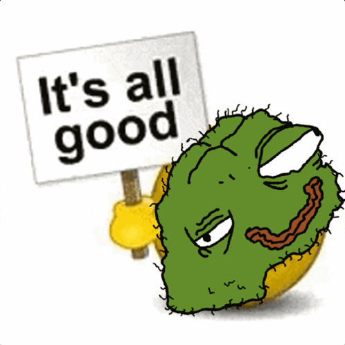 A Cartoon Character Holds A Sign That Says It 'S All Good GIF