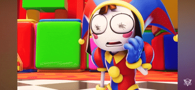A Cartoon Character In A Jester Costume Is Standing In Front Of A Green Screen GIF