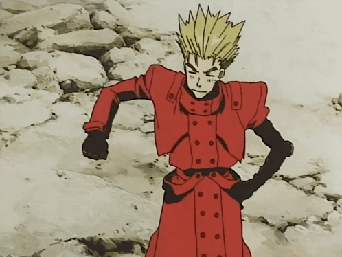 A Cartoon Character In A Red Coat Is Standing In A Rocky Area GIF