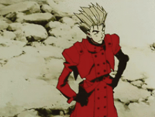 A Cartoon Character In A Red Coat Is Standing In A Rocky Area GIF