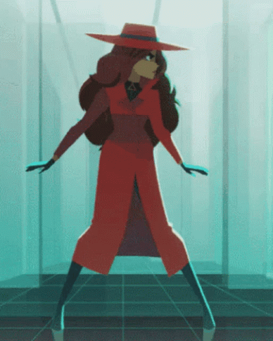 A Cartoon Character In A Red Suit And Hat Is Dancing GIF