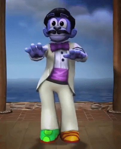 Tuxedo Cartoon Character Dancing By Ocean GIF