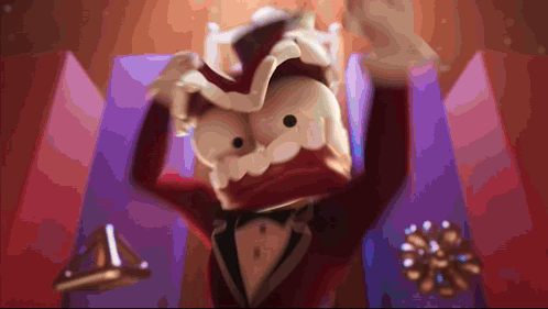 a cartoon character in a tuxedo is holding his head