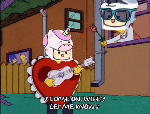 A Cartoon Character In A Unicorn Costume Is Holding A Guitar And Singing " Come On Wifey Let Me Know " GIF