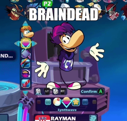 A Cartoon Character In A Video Game With The Words Braindead Above Him GIF