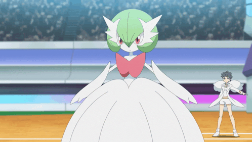 A Cartoon Character In A White Dress Is Standing Next To Another Cartoon Character GIF