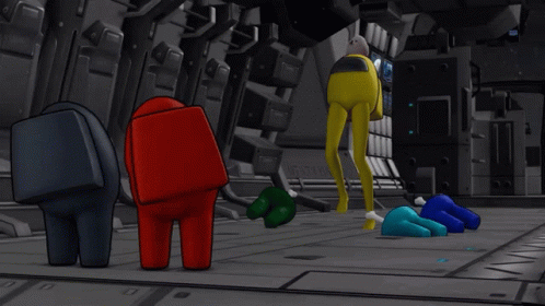 A Cartoon Character In A Yellow Suit Is Running In A Hallway GIF