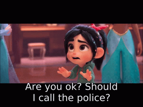 A Cartoon Character Is Asking If She Should Call The Police GIF