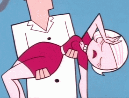 A Cartoon Character Is Being Held By A Man GIF