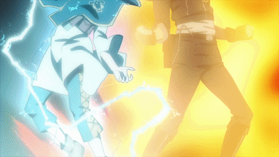 A Cartoon Character Is Being Struck By Lightning While Another Character Stands In The Background GIF