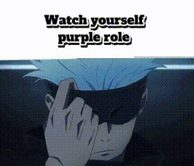A Cartoon Character Is Covering His Face With His Hand And The Words `` Watch Yourself Purple Role '' Are Written Above GIF