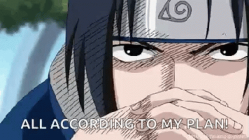 a cartoon character is covering his mouth with his hand and the words `` all according to my plan '' .