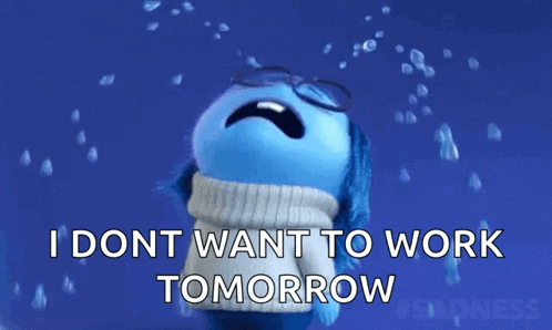 A Cartoon Character Is Crying And Says I Dont Want To Work Tomorrow . GIF