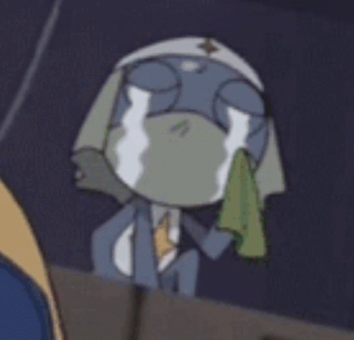 A Cartoon Character Is Crying While Holding A Napkin In His Hand . GIF