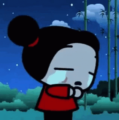 A Cartoon Character Is Crying While Standing In A Forest . GIF