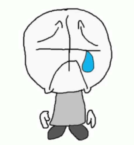 A Cartoon Character Is Crying With A Tear Coming Out Of His Eye . GIF