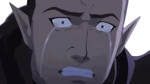 a cartoon character is crying with a tear coming out of his eye