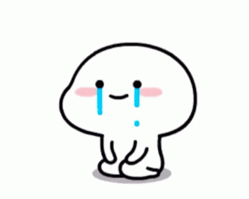 A Cartoon Character Is Crying With A Tear Coming Out Of His Eyes . GIF