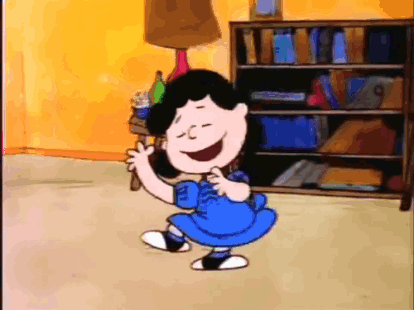 A Cartoon Character Is Dancing In A Living Room . GIF