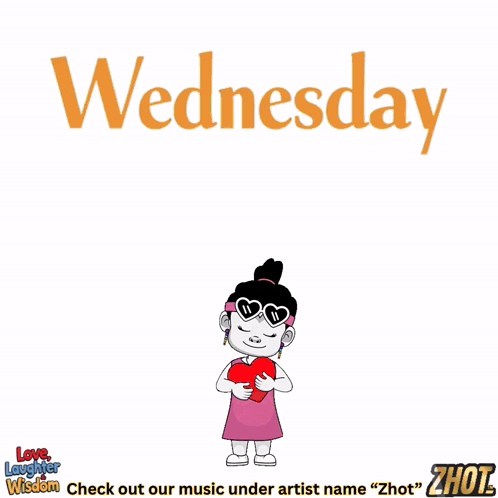 A Cartoon Character Is Dancing In Front Of A Sign That Says " Wednesday " GIF