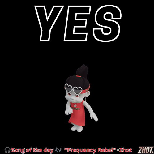 A Cartoon Character Is Dancing In Front Of The Words Yes GIF