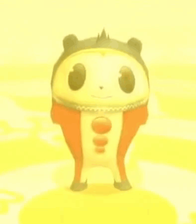 A Cartoon Character Is Dancing On A Yellow Background . GIF