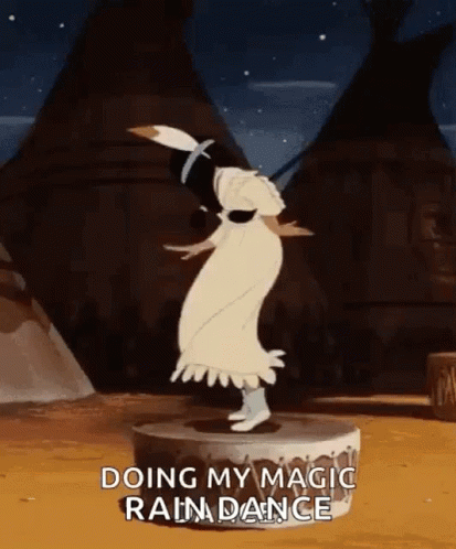 A Cartoon Character Is Dancing On Top Of A Drum In Front Of A Teepee . GIF