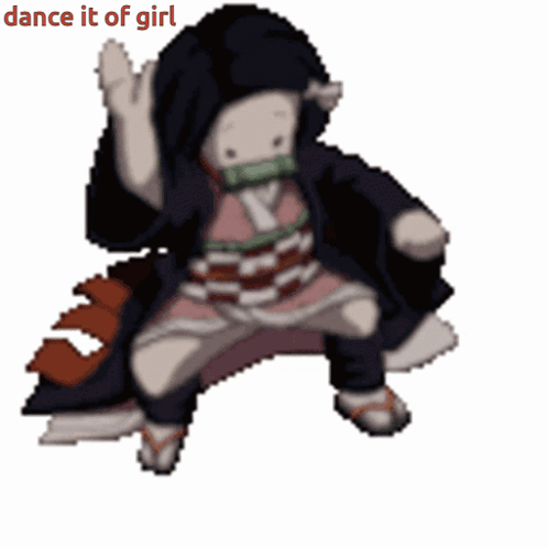 A Cartoon Character Is Dancing With The Words Dance It Of Girl Below Him GIF