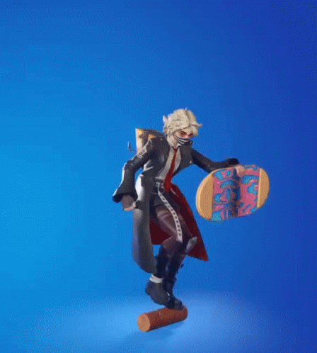 A Cartoon Character Is Doing A Handstand While Holding A Skateboard With A Unicorn On It GIF