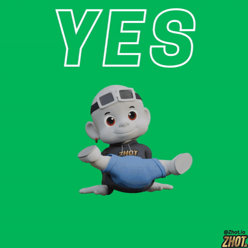 A Cartoon Character Is Doing A Handstand With The Word Yes Above Him GIF