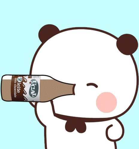 A Cartoon Character Is Drinking From A Bottle That Says Ucal GIF