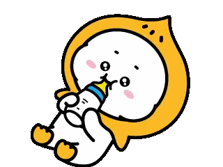a cartoon character is drinking from a bottle .