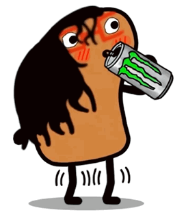 A Cartoon Character Is Drinking From A Can Of Monster Energy Drink GIF