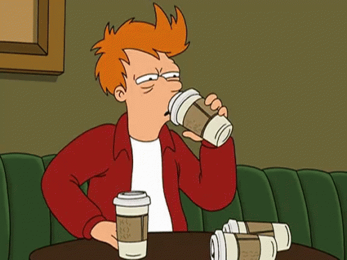 A Cartoon Character Is Drinking From A Coffee Cup That Says Starbucks On It GIF