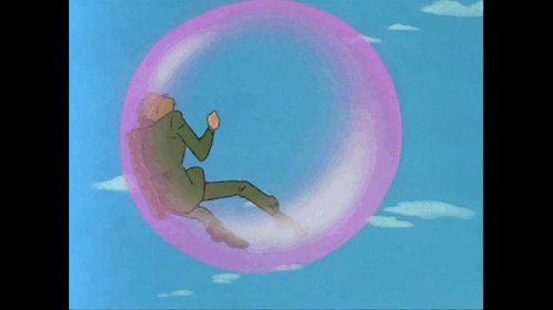 Cartoon Character Falling Into Bubble GIF