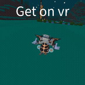A Cartoon Character Is Floating In The Water With The Words " Get On Vr " Written Above It GIF