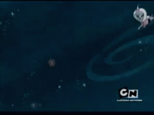 A Cartoon Character Is Flying Through Space With A Rocket . GIF