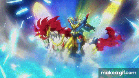 A Cartoon Character Is Flying Through The Air With A Dragon On His Back . GIF