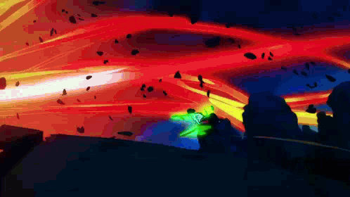 A Cartoon Character Is Flying Through The Air With A Green Sword GIF