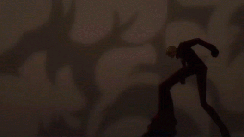 A Cartoon Character Is Flying Through The Air With A Sword In His Hand GIF