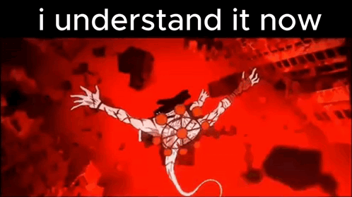 A Cartoon Character Is Flying Through The Air With The Words `` I Understand It Now '' Written On The Bottom . GIF