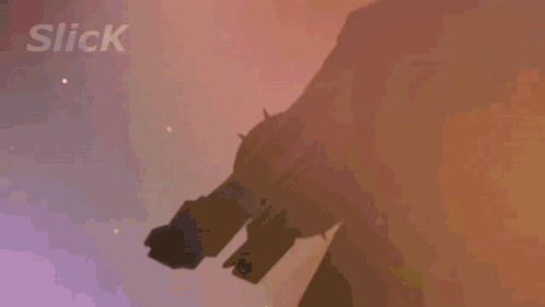 A Cartoon Character Is Flying Through The Air With The Words Slick Behind Him GIF
