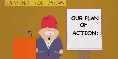 A Cartoon Character Is Giving A Speech At A South Park P.t.a. Meeting GIF