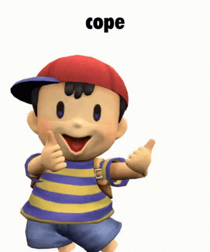 A Cartoon Character Is Giving A Thumbs Up And The Word Cope Is Above Him GIF
