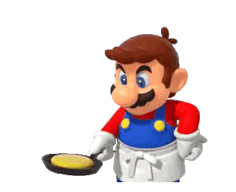 a cartoon character is giving a thumbs up while holding a frying pan