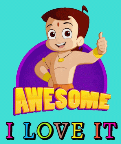 A Cartoon Character Is Giving A Thumbs Up With The Words Awesome I Love It Below Him GIF